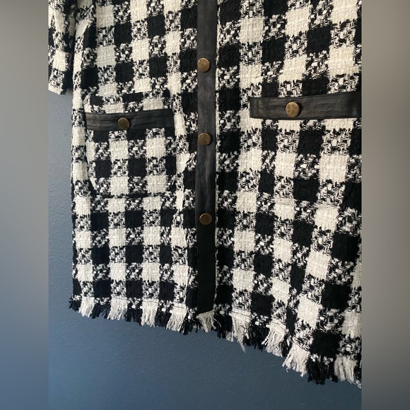 ZARA houndstooth black and white long sleeve knit dress medium new with tag pick - Picture 2 of 8